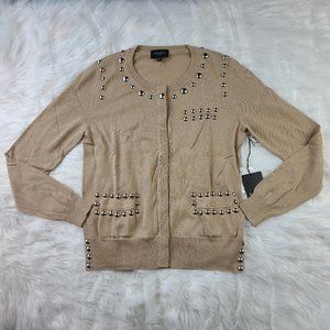 Rondina Etcetera Scoop Neck Beaded Cardigan Medium